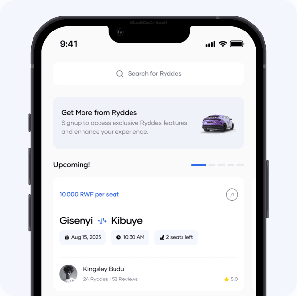 discover rides screen