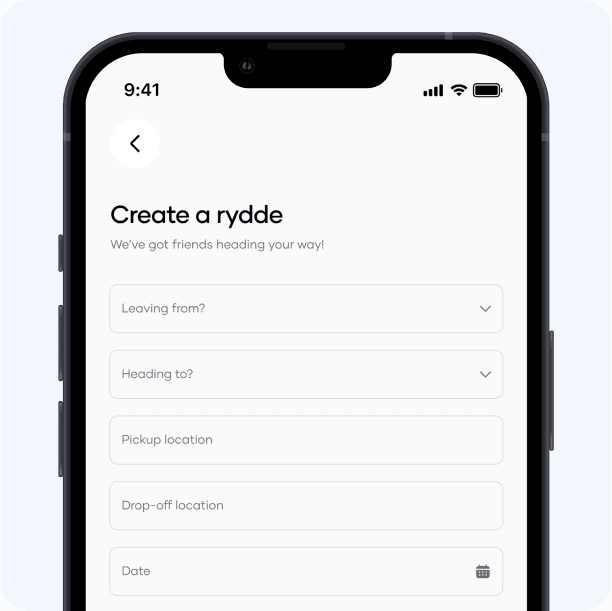 Create a ride screen
